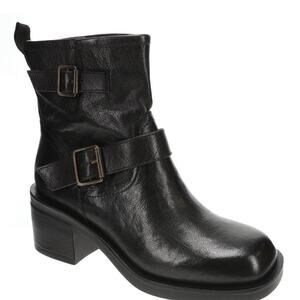 Roan By Bed|Stu Black Leather Buckle Biker Boots Size 8